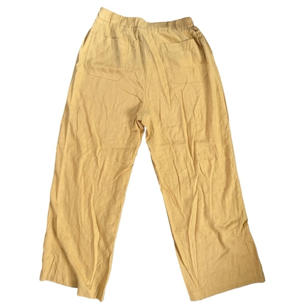 Karen Kane Yellow Linen Blend Wide Leg Pants Medium Coastal Grandma Resort - Picture 3 of 8